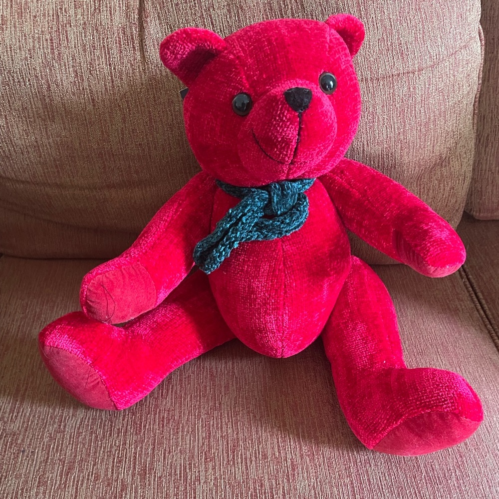 NWT SHEFFIELD & Galloway Cherry Red Chenille Plush Bear Rare